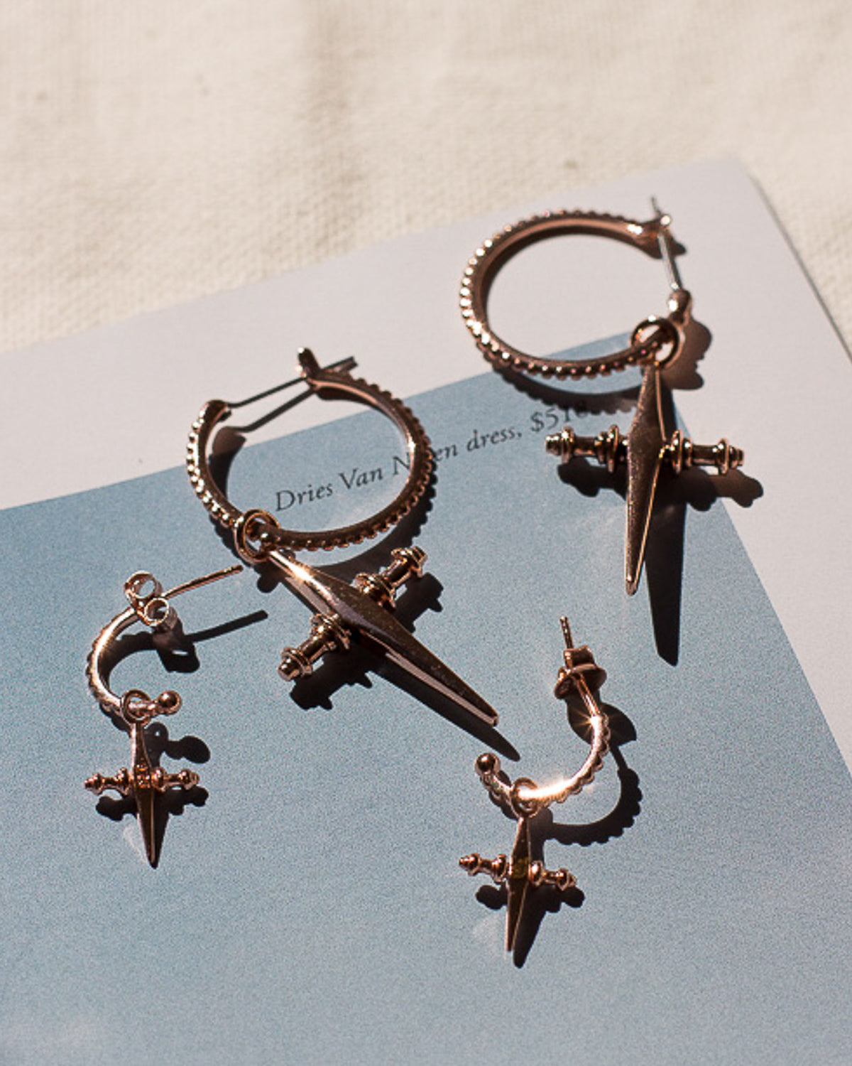 Mini Cross Hoops- Rose Gold