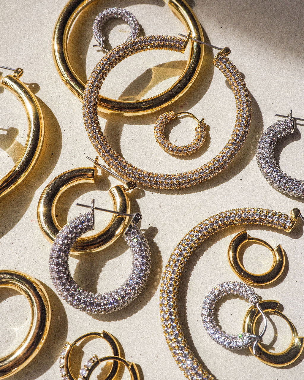 Pave Baby Amalfi Hoops- Gold (Ships Late March)