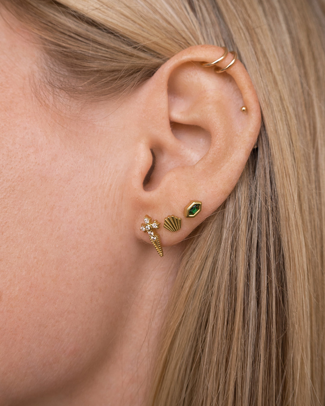 The Geo Stone Bezel Studs