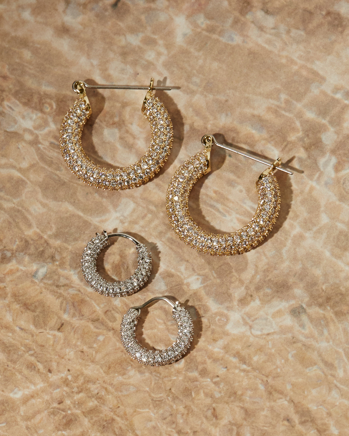 Pave Baby Amalfi Hoops- Gold (Ships Late March)