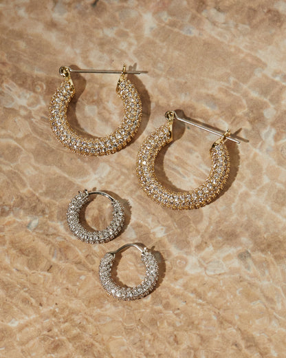 Pave Baby Amalfi Hoops- Gold (Ships Late March)