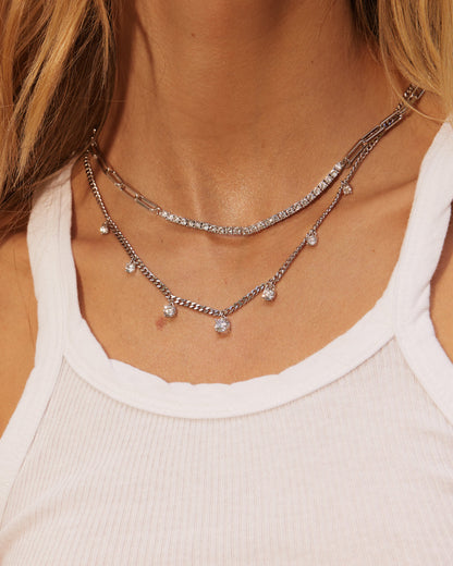 Cher Diamonte Necklace- Silver