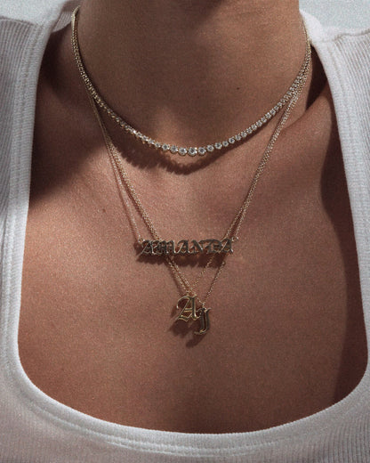 The Initial Charm Necklace [Old English]