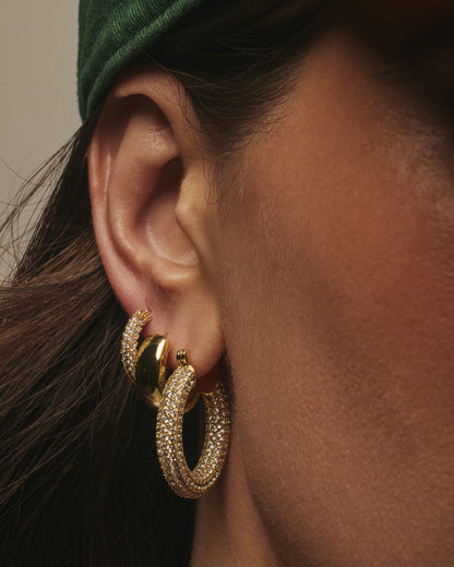 Pave Baby Amalfi Hoops- Gold (Ships Late March)