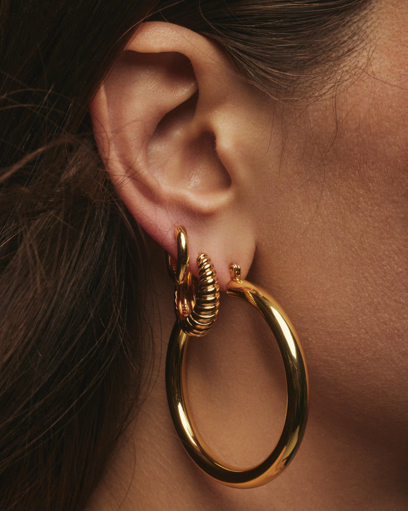Ridged Marbella Hoops- Gold (Ships Early April)