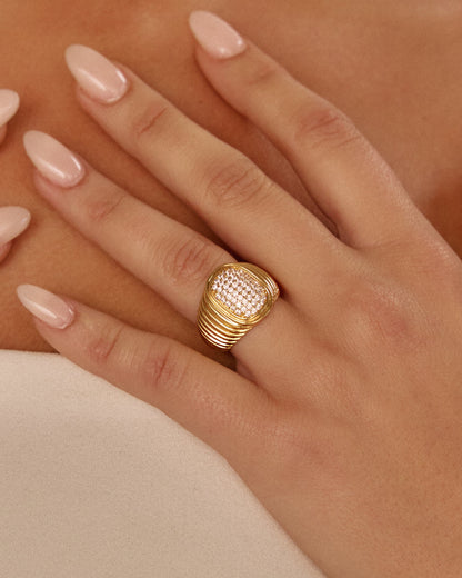 The Pave Oval Bezel Ring