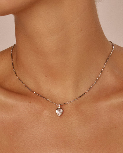 The Pear Double Bezel Charm Necklace