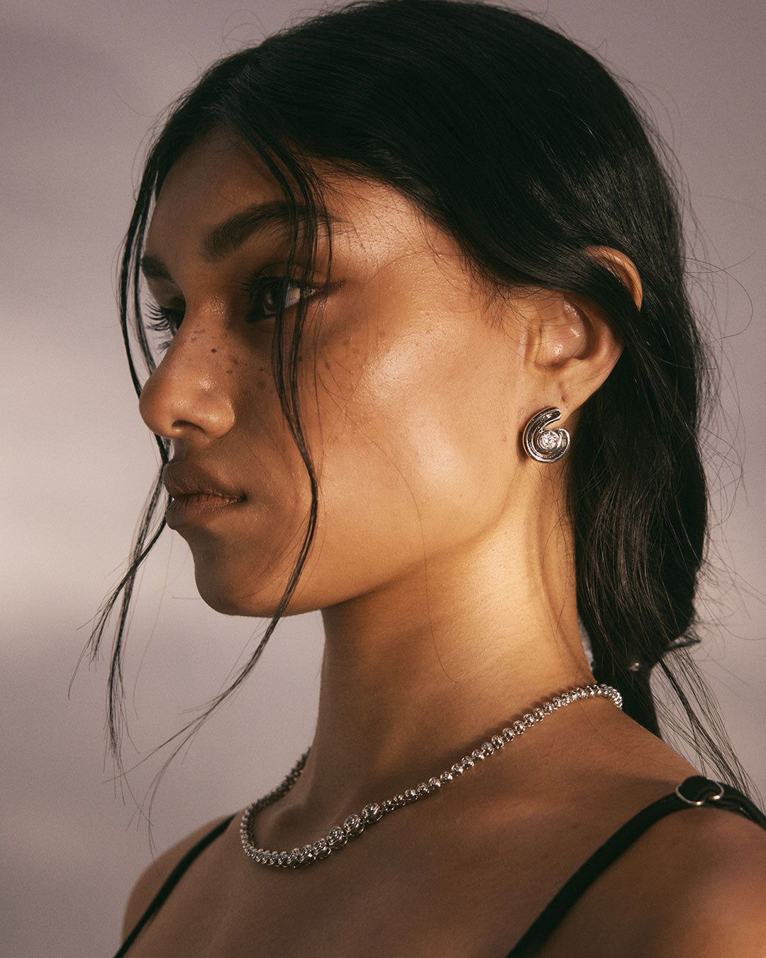 Wave Bezel Tennis Necklace