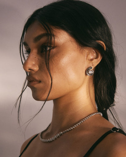 Wave Bezel Tennis Necklace