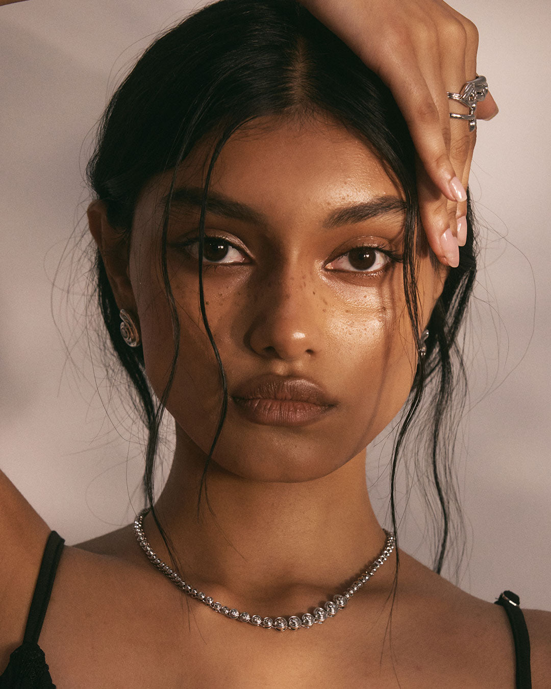 Wave Bezel Tennis Necklace