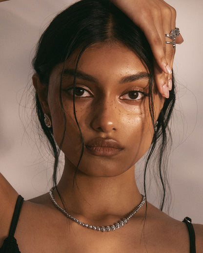 Wave Bezel Tennis Necklace