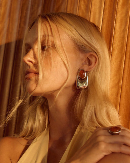 The Amber Honey Resin Statement Earrings
