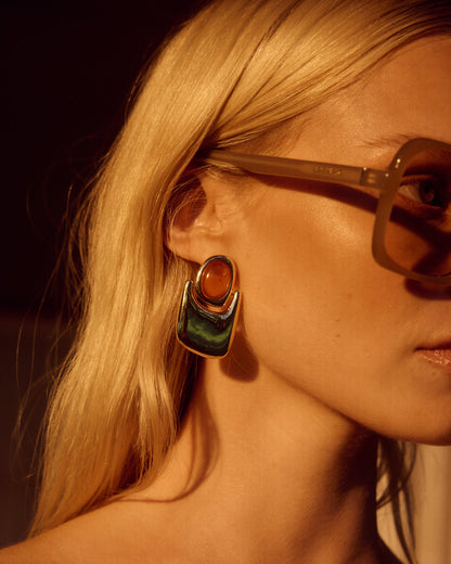 The Amber Honey Resin Statement Earrings