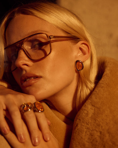 The Amber Honey Resin Studs