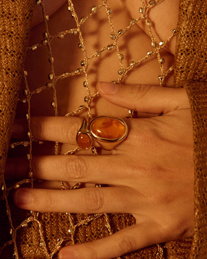 The Amber Honey Resin Statement Ring