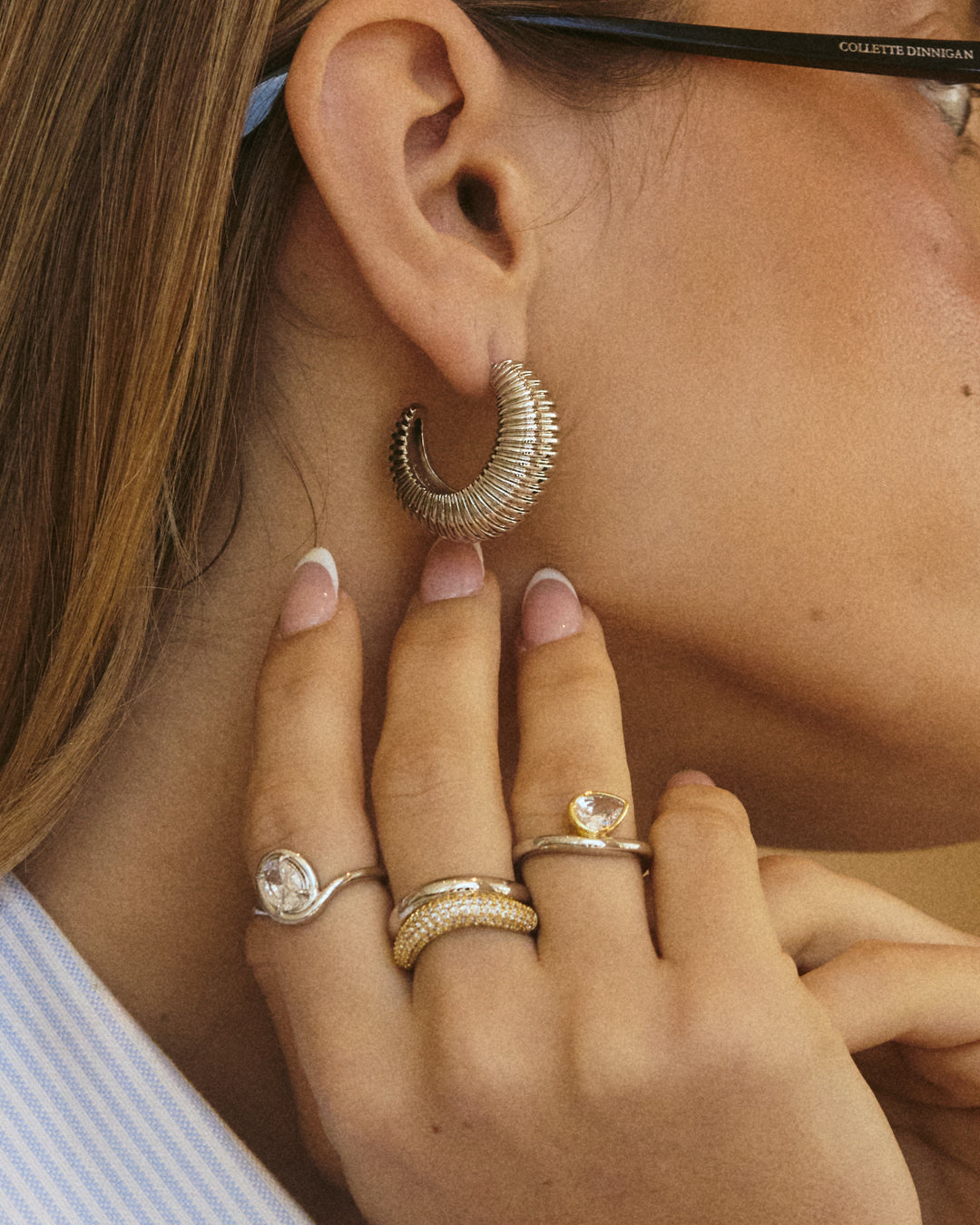 The XL Georgia Ridged Hoops- Silver
