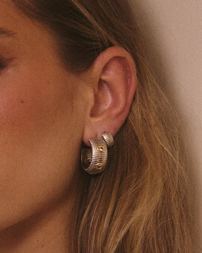 The Georgia Stone Earring Set- Silver