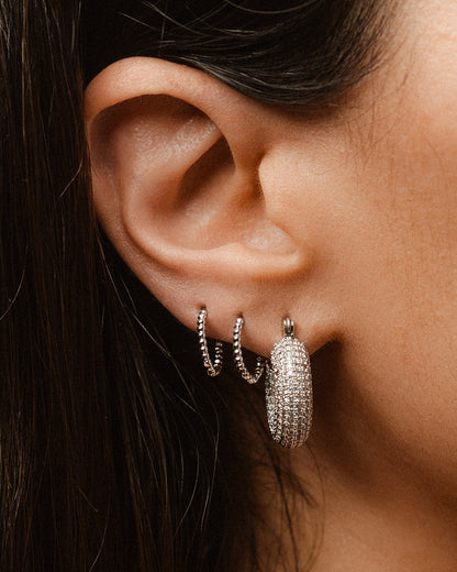 Pave Mini Donut Hoops- Silver