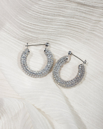 Pave Baby Amalfi Hoops- Silver