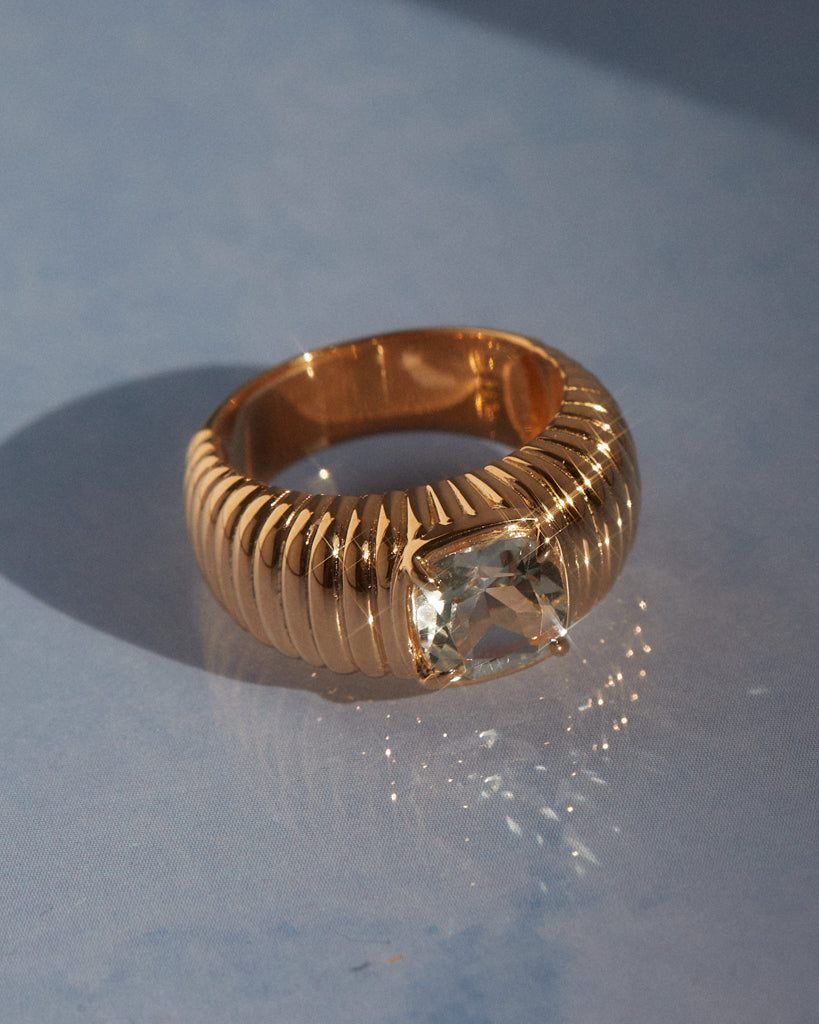 The Elizabeth Cushion Ring- Green Amethyst