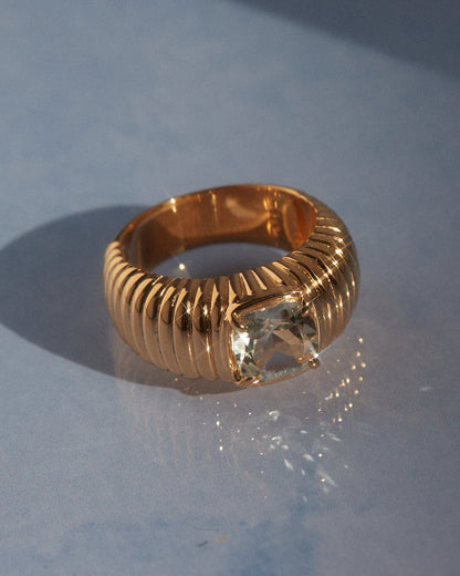 The Elizabeth Cushion Ring- Green Amethyst
