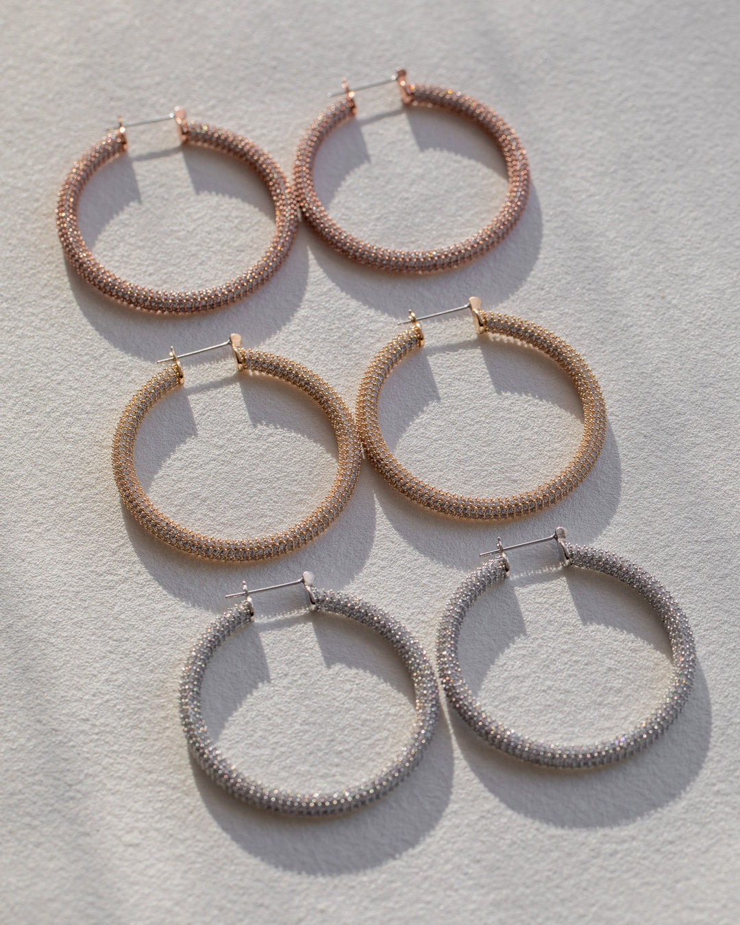 Pave Amalfi Hoops- Rose Gold