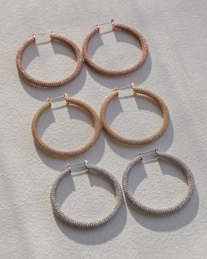 Pave Amalfi Hoops- Rose Gold
