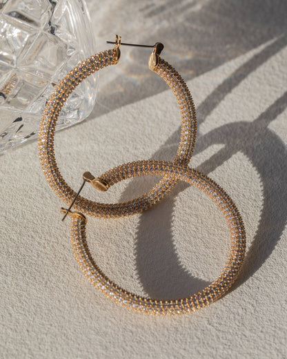Pave Amalfi Hoops- Gold (Ships Late February)