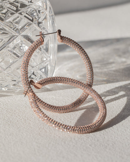 Pave Amalfi Hoops- Rose Gold