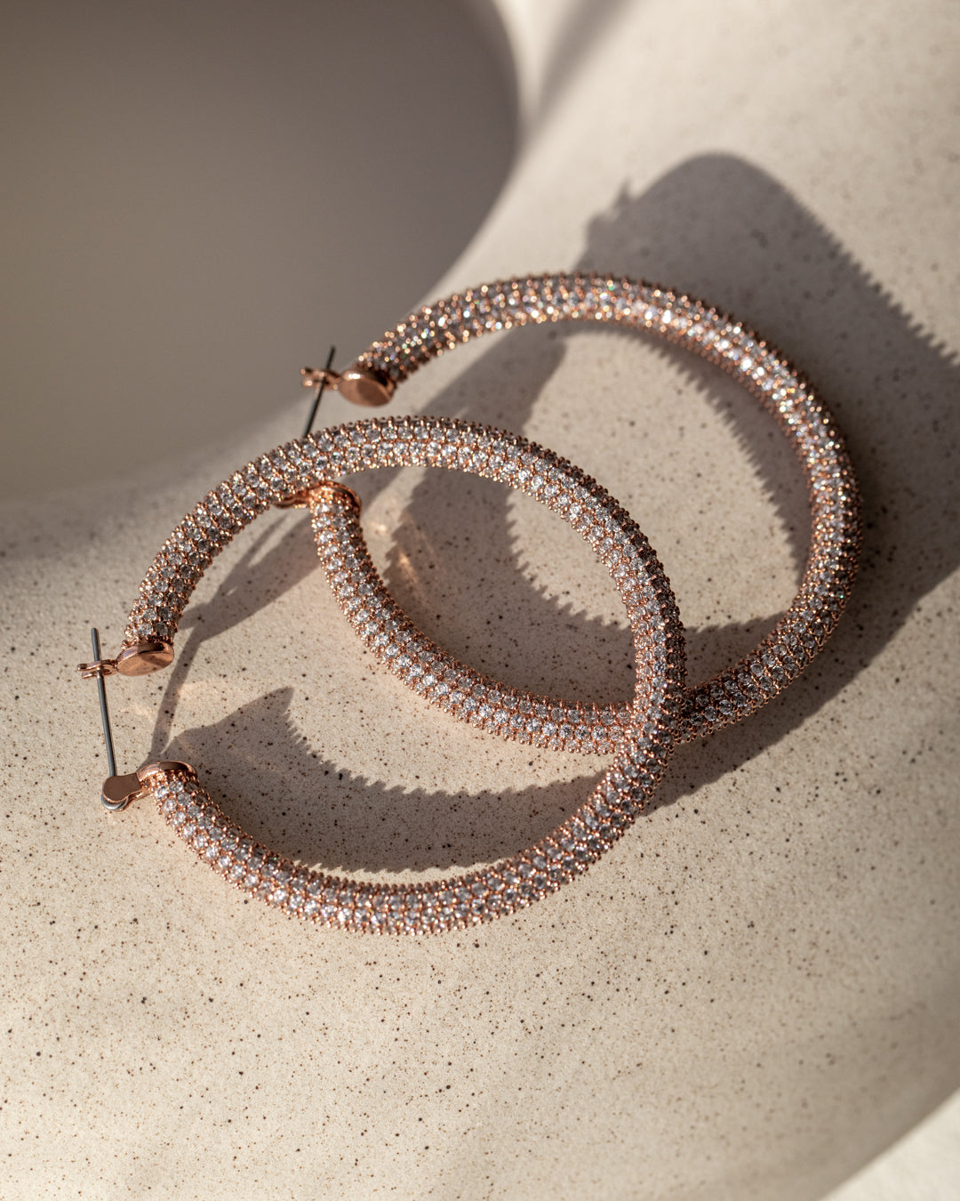 Pave Amalfi Hoops- Rose Gold