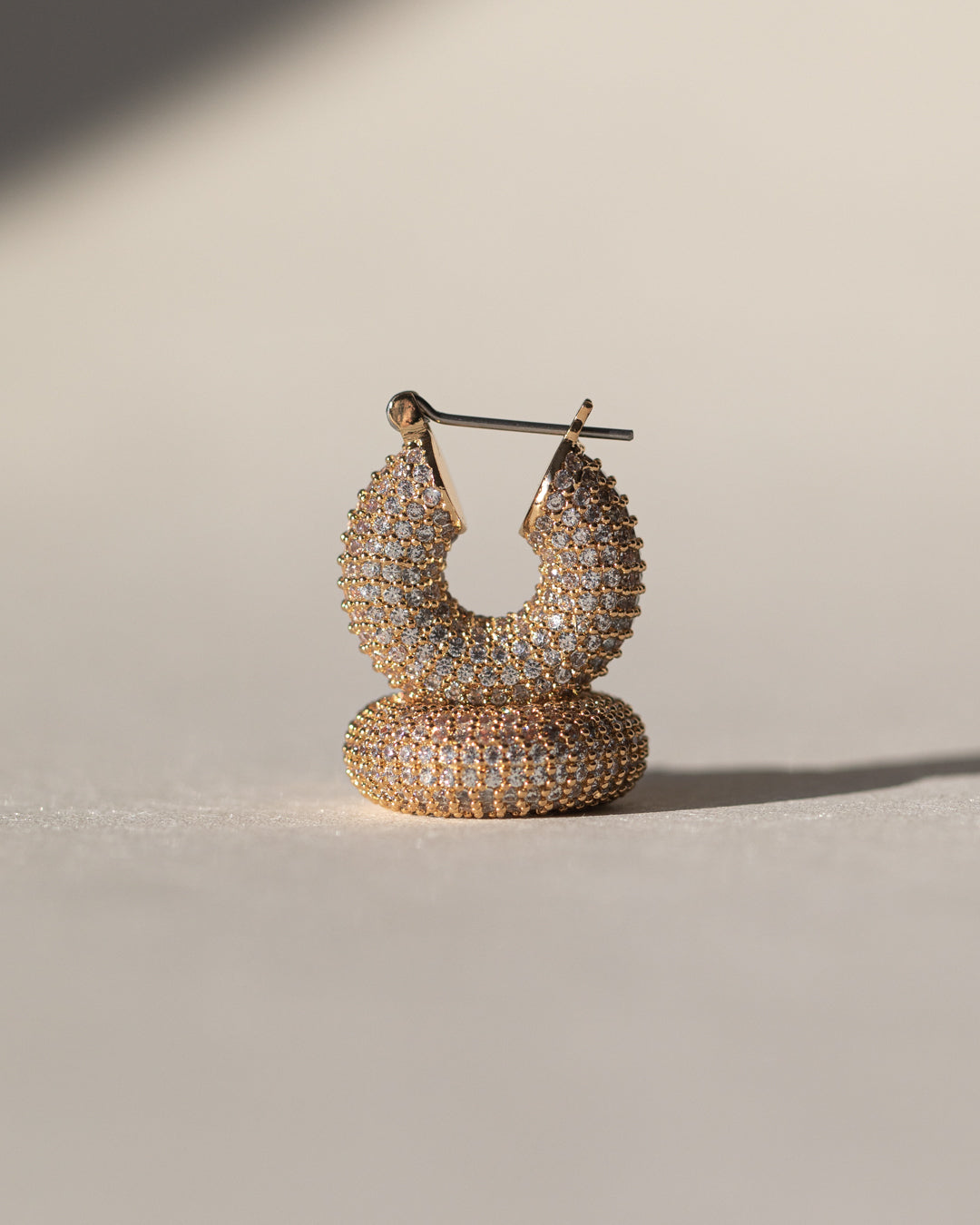 Pave Mini Donut Hoops- Gold