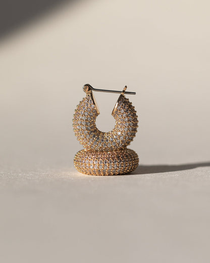 Pave Mini Donut Hoops- Gold
