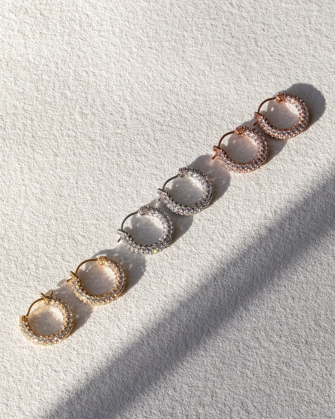 Pave Amalfi Huggies- Rose Gold