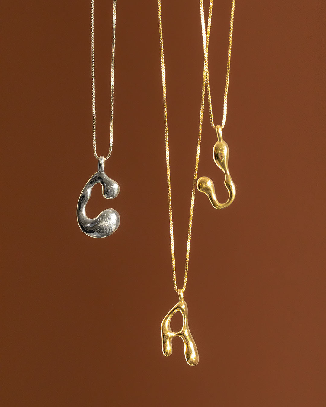 Goopy Letter Initial Charm Necklace