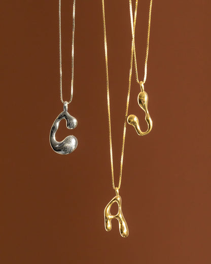 Goopy Letter Initial Charm Necklace