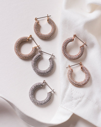 Pave Baby Amalfi Hoops- Gold (Ships Late March)