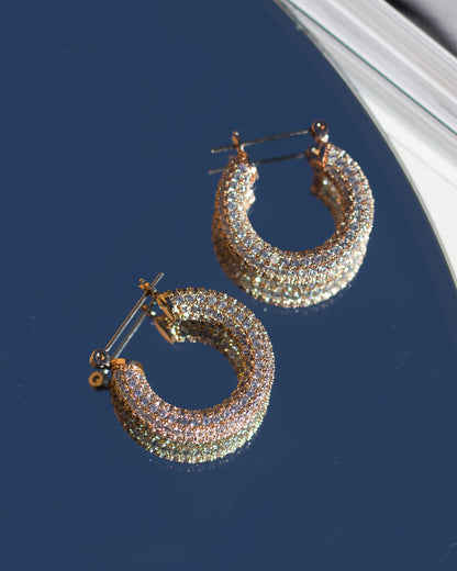 Pave Baby Amalfi Hoops- Gold (Ships Late March)