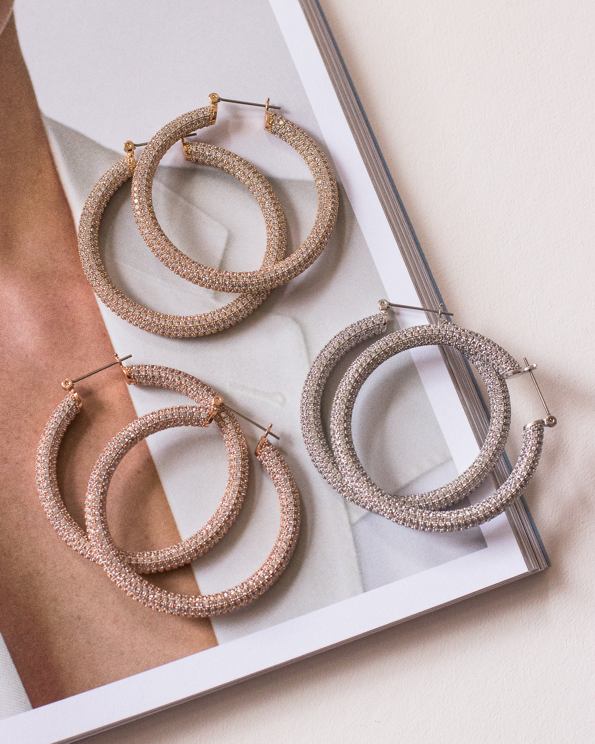 Pave Amalfi Hoops- Gold (Ships Late February)