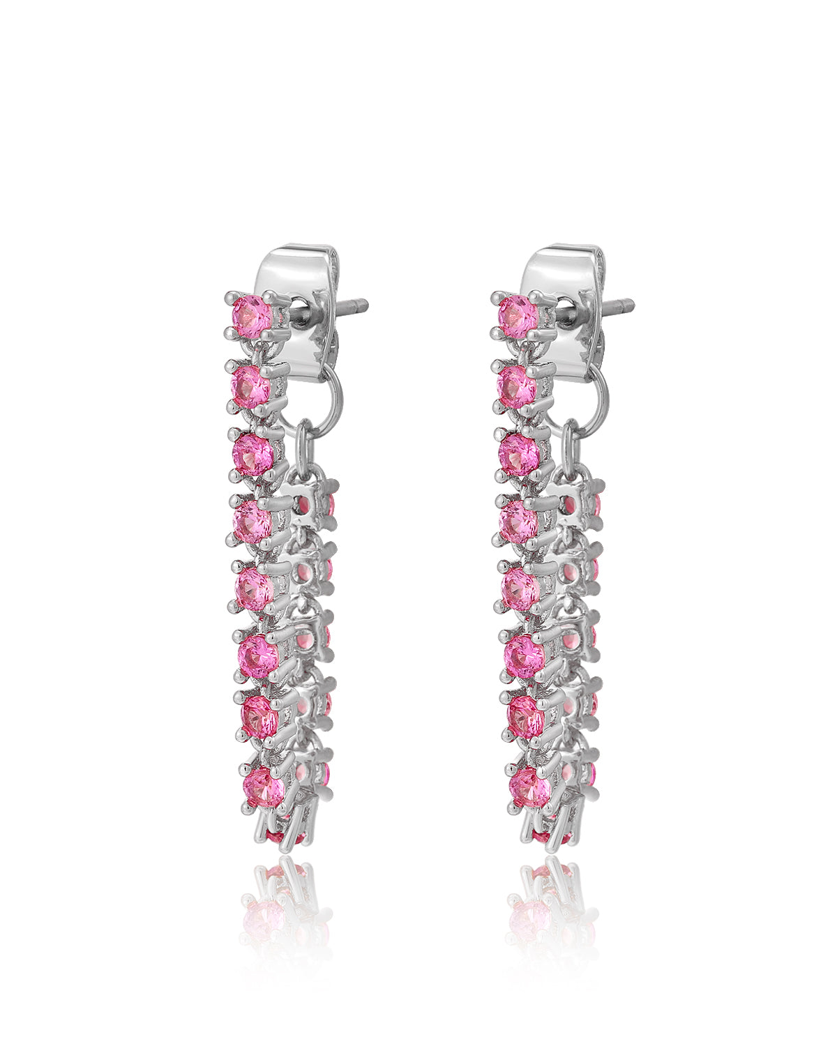 Ballier Chain Studs- Pink- Silver