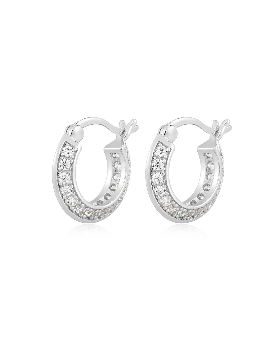 The Bevel Pave Edge Huggies