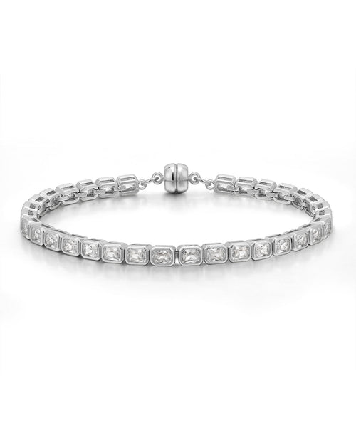 Bezel Emerald Ballier Bracelet- Clear- Silver