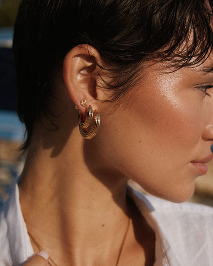 The Mini Ridged Amalfi Hinge Hoops
