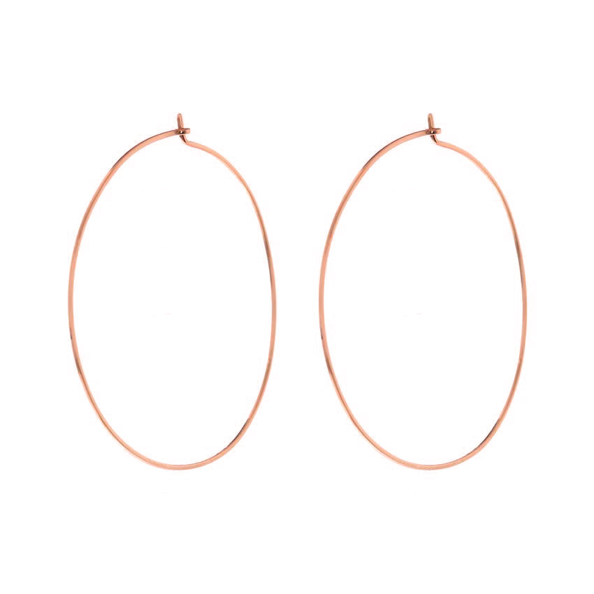 Capri Wire Hoops - Rose Gold
