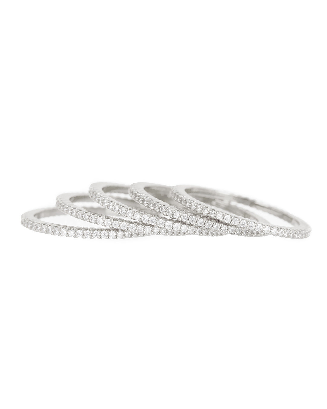 Classique Pave Bands Set- Silver