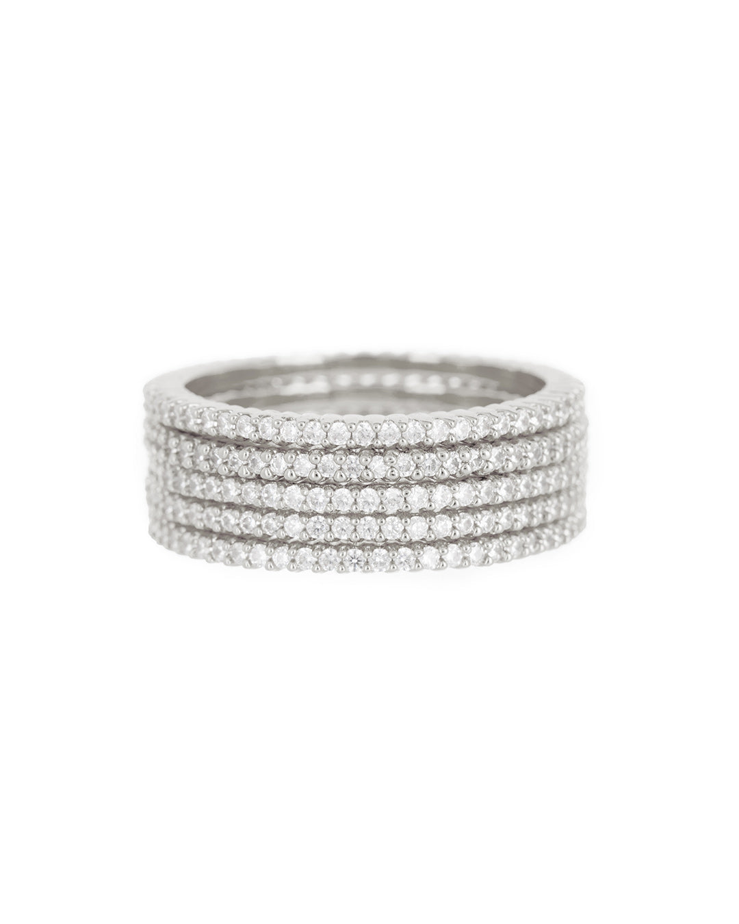 Classique Pave Bands Set- Silver
