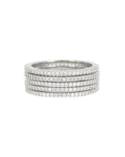 Classique Pave Bands Set- Silver