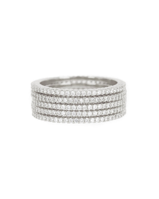 Classique Pave Bands Set- Silver