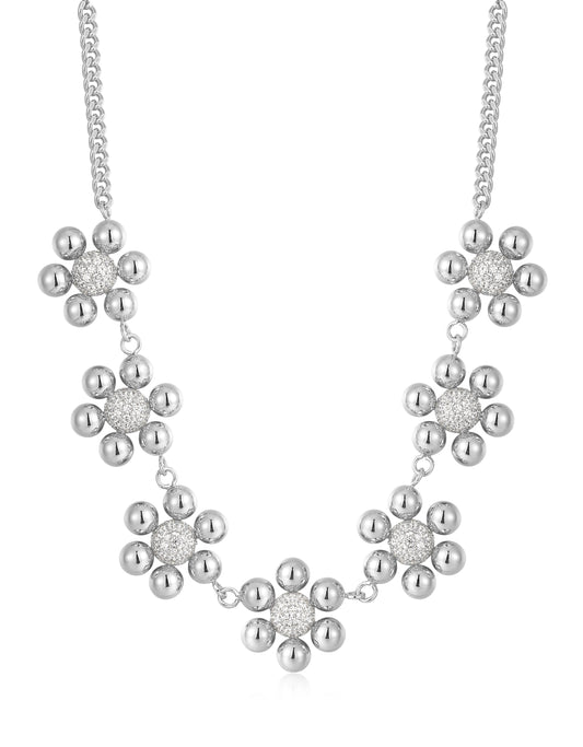 Daisy Statement Necklace- Silver