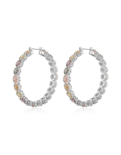 Daisy Studs Hoops- Silver
