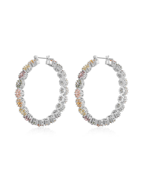 Daisy Studs Hoops- Silver